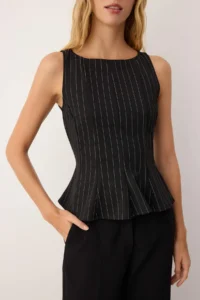 TRENDYOLMİLLA Black peplum/Waisted Boat Neck Flexible Knitting Blouse - Image 3