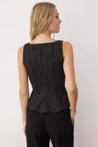 TRENDYOLMİLLA Black peplum/Waisted Boat Neck Flexible Knitting Blouse - Image 4