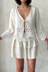 TRENDYOLMİLLA Beige  Weaving Blouse - Image 3
