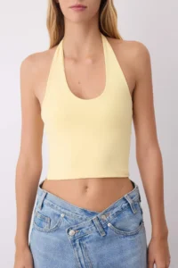 TRENDYOLMİLLA Yellow-Brown Fitted Crop Flexible Knitting Blouse - Image 3