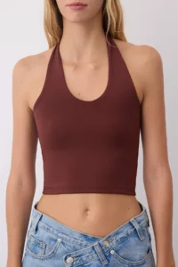 TRENDYOLMİLLA Yellow-Brown Fitted Crop Flexible Knitting Blouse - Image 6