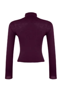 TRENDYOLMİLLA Purple Transparan Dog collar Flexible Normal Size Knitting Blouse - Image 5
