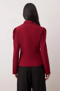 TRENDYOLMİLLA Burgundy Shawl Detailed Off-Shoulder Neck Weaving Blouse - Image 4