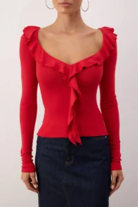 TRENDYOLMİLLA Rejection Frilly Fitted Knitting Blouse - Image 3