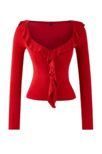 TRENDYOLMİLLA Rejection Frilly Fitted Knitting Blouse - Image 5