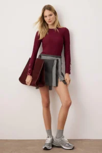 TRENDYOLMİLLA Burgundy Flexible Fitted Sleeves with Bow Detail Flexible Knitting Blouse - Image 2