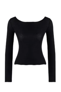 TRENDYOLMİLLA Black Transparent Flexible Body-fitting Knitting Blouse - Image 7