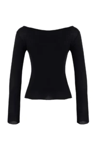TRENDYOLMİLLA Black Transparent Flexible Body-fitting Knitting Blouse - Image 8