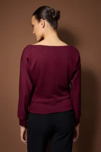 TRENDYOLMİLLA Burgundy  Boat Neck Regular Size Knitting Blouse - Image 4