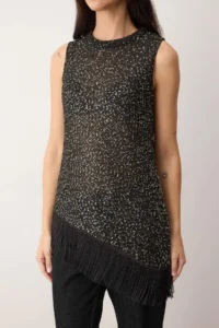 TRENDYOLMİLLA Black Sequined Tassel Detailed Knitwear Thin Blouse - Image 4
