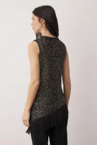 TRENDYOLMİLLA Black Sequined Tassel Detailed Knitwear Thin Blouse - Image 5