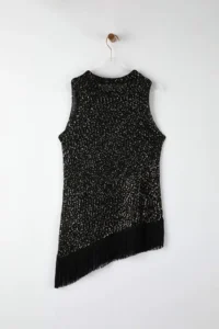 TRENDYOLMİLLA Black Sequined Tassel Detailed Knitwear Thin Blouse - Image 8