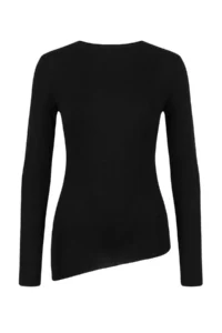 TRENDYOLMİLLA Black Asymmetric Long Sleeve Soft Knitting Blouse - Image 6