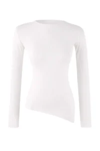 TRENDYOLMİLLA Ecru Asymmetric Long Sleeve Soft Knitting Blouse - Image 5