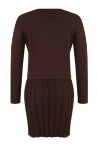TRENDYOLMİLLA Brown 2 Sets Premium/Special Yarn Mercerized Look Mini Knitwear Cardigan-Dress Set - Image 6