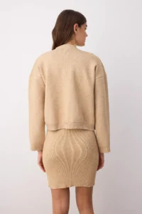 TRENDYOLMİLLA Beige 2 Sets Midi Knitwear Premium Yarn/Special Yarn Soft textured Cardigan-Dress - Image 4