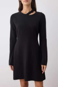 TRENDYOLMİLLA Black A-line Mini Knitwear Woolly Basic Dress - Image 3