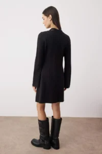 TRENDYOLMİLLA Black A-line Mini Knitwear Woolly Basic Dress - Image 4