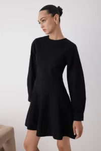 TRENDYOLMİLLA Wardrobe Essentials – Black with flywheel Mini denim Dress | - Image 3