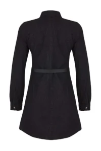 TRENDYOLMİLLA Black Shirt Collar Arched Long Sleeve Mini denim Dress - Image 6