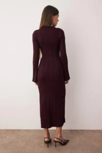 TRENDYOLMİLLA Plum bodycone Midi Dog collar A-line Knitwear LONG Dress - Image 4