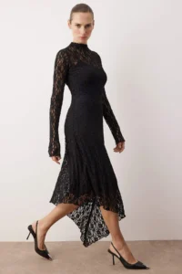 TRENDYOLMİLLA Black Plain Maxi Knitting Dress