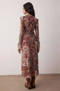 TRENDYOLMİLLA Ethnic Patterned Frilly Maxi Knitting Dress - Image 4