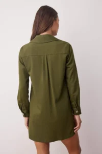 TRENDYOLMİLLA Khaki Eyelet Binding Detailed Short / Mini Weaving Dress - Image 5