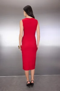 TRENDYOLMİLLA Rejection Arched Plain Accessory Detailed Midi Weaving Dress - Image 4