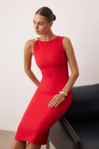 TRENDYOLMİLLA Rejection Accessory Detailed Midi Weaving her dress - Image 2