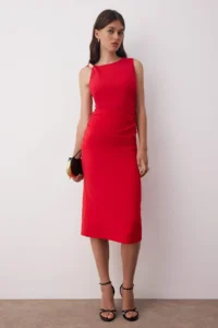 TRENDYOLMİLLA Rejection Accessory Detailed Midi Weaving her dress - Image 5
