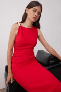 TRENDYOLMİLLA Rejection Accessory Detailed Midi Weaving her dress - Image 6