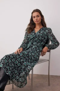 TRENDYOLMİLLA Green flower patterned A-Kesim Boho Maxi Weaving Dress - Image 3