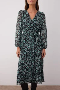 TRENDYOLMİLLA Green flower patterned A-Kesim Boho Maxi Weaving Dress - Image 4