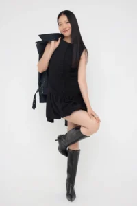 TRENDYOLMİLLA Teen Black buttoned Balloon Skirt Short / Mini Weaving her dress - Image 2