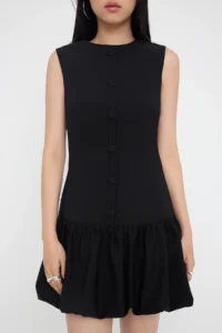 TRENDYOLMİLLA Teen Black buttoned Balloon Skirt Short / Mini Weaving her dress - Image 4