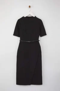 TRENDYOLMİLLA Black Midi Arched Three Quarter Sleeve Knitting Dress - Image 5