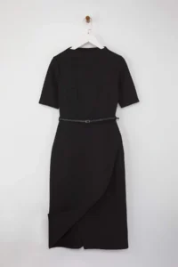 TRENDYOLMİLLA Black Midi Arched Three Quarter Sleeve Knitting Dress - Image 6