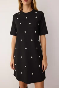 TRENDYOLMİLLA Black with bible Turvakar Kol Mini Knitting Dress - Image 3