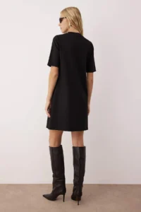 TRENDYOLMİLLA Black with bible Turvakar Kol Mini Knitting Dress - Image 4