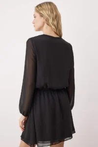 TRENDYOLMİLLA Black Skirt Opened at Waist Two-Layer Siphon Skirt Short / Mini Weaving Dress - Image 4