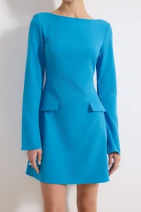 TRENDYOLMİLLA Mavi Plain Pocket Detail Short / Mini Weaving Dress - Image 2