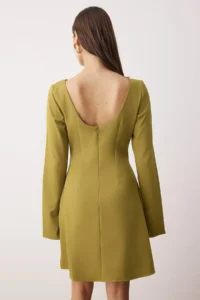 TRENDYOLMİLLA Oil Green Pocket Detail Short / Mini Weaving Dress - Image 4