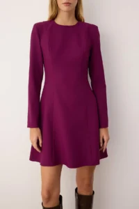 TRENDYOLMİLLA Plum Skirt with flywheel Plain Short / Mini Weaving Dress - Image 3