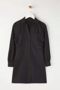 TRENDYOLMİLLA Teen Black Ruffle Detailed Short / Mini Weaving Shirt Dress - Image 5