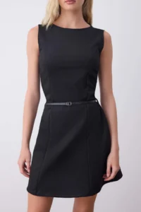 TRENDYOLMİLLA Black Plain Arched Short/Mini Knitting Dress