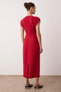 TRENDYOLMİLLA Rejection Plain Accessory Detailed Midi Weaving Dress - Image 4