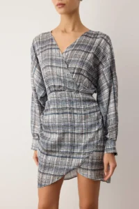TRENDYOLMİLLA Multicolored Plaid / Checkered Short Double breasted / Mini Weaving Dress - Image 3