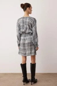 TRENDYOLMİLLA Multicolored Plaid / Checkered Short Double breasted / Mini Weaving Dress - Image 4