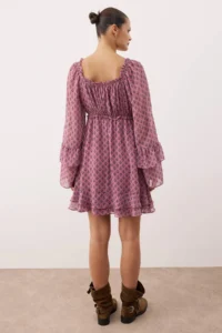 TRENDYOLMİLLA Multicolored with flywheel / Frilly Mini Weaving Dress - Image 4